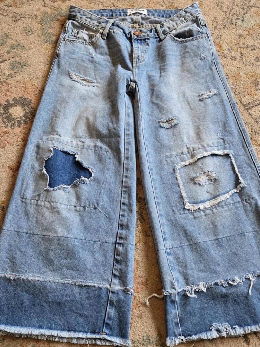 EUC One Teaspoon Mrs James Cropped Patchwork Jeans